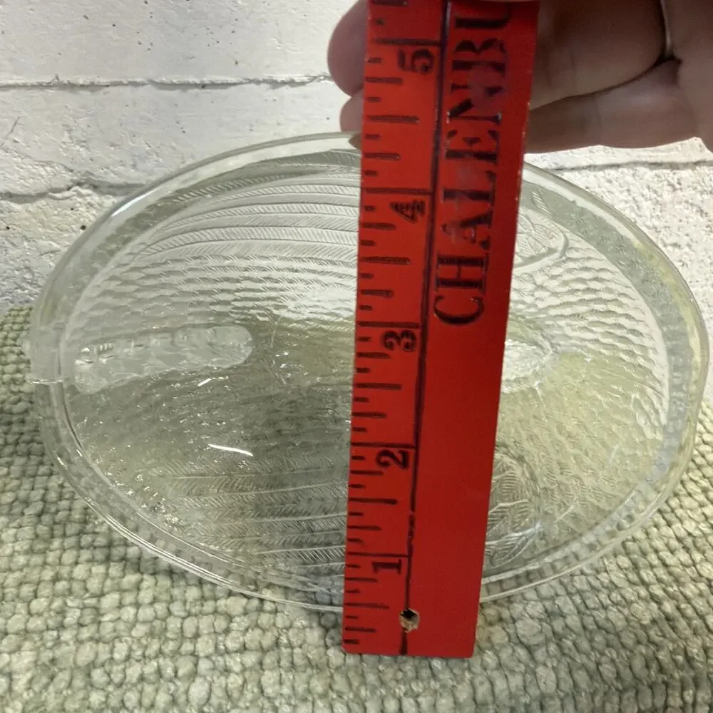 Vintage Clear Glass Chicken Hen On Nest - Lid TOP ONLY Very Detailed